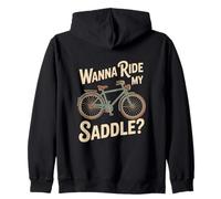 Wanna Ride My Saddle Bicycle Fun Design Zip Hoodie