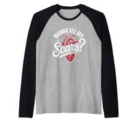 Wanna See My Scars Heart Surgery Survivor Raglan Baseball Tee