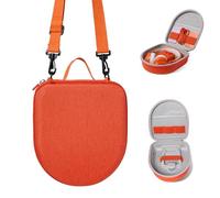 WannaBi Travel Case Holder for Yoto Mini Player, Headphone, Audiobook Cards - Protective Storage Organizer Carrier with Adjustable Shoulder Strap for Kids (Orange)
