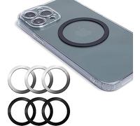 Wannap Magnetic Wireless Charging Magsafe Ring - 6 PCS, Ultra-Thin Magsafe Sticker, Compatible with iPhone 14/13/12 Series,Samsung Galaxy (3Black+3Silver)