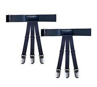 WannGe Men Shirt Stays Adjustable Elastic Shirt Garter Shirts Holder with Non-slip Locking Clamps Anti-Slip Clips, 1 Pair Oblique Band Black