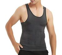 WannGe Mens Slimming Body Shaper Vest Shirt, Compression Muscle Tank, Grey XL