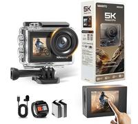 WANNTO Action Camera 5K 24MP Motion 5 Pro, WiFi EIS 170° Wide Angle Dual Screen 40M Waterproof Underwater Camera for Snorkeling, with External Microphone, Charger (Motion 5 Pro)