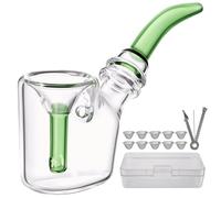 WANNTO Glass 2-in-1 Tobacco Pipe and Mini bong Water Pipe, 15.5cm Durable Borosilicate Bong with Storage Case