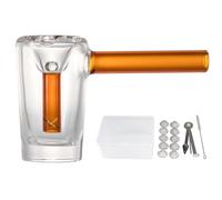 WANNTO Pocket Bubbler Pipes, 2 in 1 bong & Dry Pipe, Borosilicate Glass with Side Airflow Hole, Clear Design with Colour Accents, Includes 10 Screens, Tool, Cleaning Brush & Storage Case (Amber)