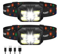 Wanocean 2 Pack Rechargeable Head Torch, Christmas Dad Gifts for Him | Presents for Men Adults,Stocking Stuffers Filler,Super Bright Headlamp,LED Headlight for Camping Essentials,Fishing,Running