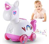 Wanonoo Baby Crawling Toys 6-12 Months, Musical Unicorn Light up Toy for Baby Girl 6 7 8 9 10 12 Months, Interactive Baby Toy for 1 Year Old,12-18 Month Toddler 1st Birthday Gift for 1 2 Year Old Girl
