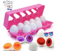 Wanonoo Matching Eggs for Toddlers, 12 PCS Colour Sorting, Easter Eggs Toys Shape Sorter Easter Gifts for 1 2 3 Year Old Girl Boy Girls Kids Age 12 18 Month