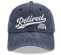 Wanpcaiy Retired Since 2024 Hat, Adjustable Cotton Embroidered Baseball Cap for Retirees Dad Mom Grandpa Grandma Men Women, Embroidered Navy, One size