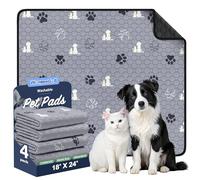 WanpeeGoo Washable Pee Pads for Dogs, 4 Pack Absorbent Reusable Training Dog Pads Pet Puppy Pads, Non-Slip Potty Pads for Whelping, Playpen, Crate, Bed, Gray, 18"x24"