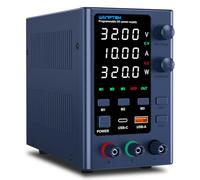 WANPTEK POWER DC Power Supply Variable 0-32V 0-10A Bench Power Supplies Adjustable with Memory Storage/USB-A&Type-C Fast Charge/OCP&Output Function /4-Digit LED Display/