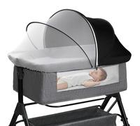 WANRU Bassinet Cover for Cats - Blackout Breathable Mosquito Net for Baby Bedside Sleepers & Travel Cribs, 2-Way Zipper Bug Canopy Tent to Block Light & Keep Cats Out (Black-Small)