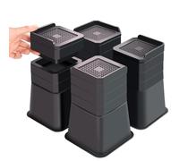 Wanry flourigems Bed Risers Heavy Duty, Adjustable Furniture Risers 3,4,5,6,7 inch, L Shape Bed Lifts Risers for Table Legs, Couch, Sofa, Desk, Cabinet Leg Frames(Black,3-7 inch)