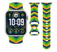 WANSENCE 2026 Brazil Soccer-Themed Silicone Band Compatible with Apple Watch 38mm 40mm 41mm 42mm 44mm 45mm 46mm 49mm, Brazil-Inspired Colors Sport Replacement Strap for All Series, Men Women