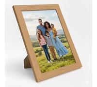 WANSHA HOME 6x4 Inch Oak Picture Frames (15.2x10.1 cm) Flat Poster Frame - Clear Acrylic Poster Display with MDF Wooden - Portrait/Panoramic - Wall Mount Hooks & Tabletop Stand 6"x4"