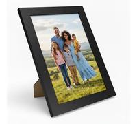 WANSHA HOME 8x6 Inch Black Picture Frames (20.3x15.2 cm) Flat Poster Frame - Clear Acrylic Poster Display with MDF Wooden - Portrait/Panoramic - Wall Mount Hooks & Tabletop Stand 8"x6"