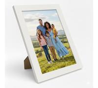 WANSHA HOME 8x6 Inch White Picture Frames (20.3x15.2 cm) Flat Poster Frame - Clear Acrylic Poster Display with MDF Wooden - Portrait/Panoramic - Wall Mount Hooks & Tabletop Stand 8"x6"