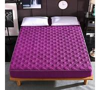 WANSHIOK Breathable Top Mattress Protector, Solid Color Bed Mattresses Non-Slip Thicken Cotton Bed Sheet Dust Cover Babies, Women, Pets, The Elderly,Purple,150 * 200CM