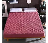 WANSHIOK Breathable Top Mattress Protector, Solid Color Bed Mattresses Non-Slip Thicken Cotton Bed Sheet Dust Cover Babies, Women, Pets, The Elderly,Red,100 * 190CM