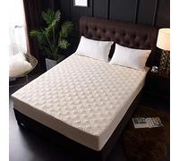 WANSHIOK Breathable Top Mattress Protector, Solid Color Bed Mattresses Non-Slip Thicken Cotton Bed Sheet Dust Cover Babies, Women, Pets, The Elderly,Beige,120 * 200CM