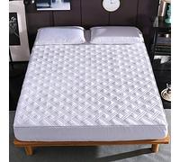 WANSHIOK Breathable Top Mattress Protector, Solid Color Bed Mattresses Non-Slip Thicken Cotton Bed Sheet Dust Cover Babies, Women, Pets, The Elderly,White,180 * 200CM