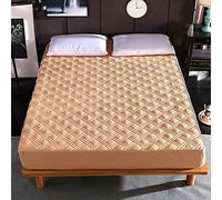 WANSHIOK Breathable Top Mattress Protector, Solid Color Bed Mattresses Non-Slip Thicken Cotton Bed Sheet Dust Cover Babies, Women, Pets, The Elderly,Camel,200 * 220CM