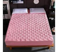 WANSHIOK Breathable Top Mattress Protector, Solid Color Bed Mattresses Non-Slip Thicken Cotton Bed Sheet Dust Cover Babies, Women, Pets, The Elderly,Pink,120 * 200CM