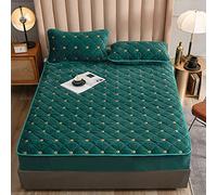 WANSHIOK Mattress Protector, Daisy Printing Deep Pocket Fitted Sheets, Milk Velvet Mattress Cover, Bed Sheet with Pillowcase Warm for Bedroom Apartment Triangle,Green,Queen