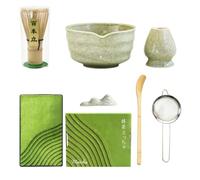 Wanshixiang Matcha Whisk, 7 Pcs Matcha Set, Matcha Tea Set for Making Breakfast/Latte,Bamboo Scoop, Rest, Matcha Sifter & Tea Towel - Complete Matcha Whisk Set(Matcha Green)