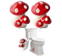 WANSHUNLMI Red Mushroom Toilet Floor Bolt Caps, Ceramic Mushroom Tall Toilet Bolt Covers, Cute Bathroom Decor, Easy Installation Universal Fit Don't Cut Those Bolts (Red Mushroom)