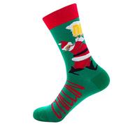 Wansruee Christmas Socks For Men,Men's Cottton Xmas Socks Gifts Santa (A1 Santa Green)
