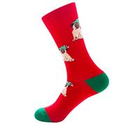 Wansruee Christmas Socks For Men,Men's Cottton Xmas Socks Gifts Santa (A2 Dog Red)