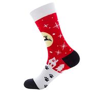 Wansruee Christmas Socks For Men,Men's Cottton Xmas Socks Gifts Santa (A6 Moon Deer)