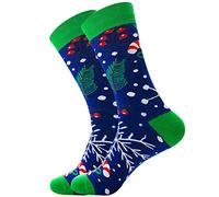 Wansruee Christmas Socks For Men,Men's Cottton Xmas Socks Gifts Santa (B4 Snow Blue)