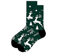 Wansruee Christmas Socks For Men,Men's Cottton Xmas Socks Gifts Santa (C2 Deer Green)