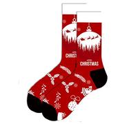 Wansruee Christmas Socks For Men,Men's Cottton Xmas Socks Gifts Santa (C4 Christmas Red)