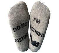 Wansruee ' DO NOT DISTURB, I'M RETIRED ' Socks Funny Novelty Socks Gifts (Grey)