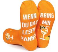 Wansruee Funny German Slogan Socks Wenn Du Das Lesen Kannst Bring Mir Novelty Socks For Men Women (Orange)