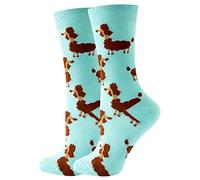 Wansruee Funny Novelty Vivid Bright Socks Animals Print Chicken Cat Dog Fox Print Unisex Gift Socks For Men Women (Poodle,One Size)