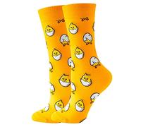 Wansruee Funny Novelty Vivid Bright Socks Animals Print Chicken Cat Dog Fox Print Unisex Gift Socks For Men Women (Yellow chick,One Size)