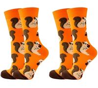 Wansruee Funny Novelty Vivid Bright Socks Animals Print Chicken Cat Dog Fox Print Unisex Gift Socks For Men Women (UK, Alpha, One Size, Regular, Regular, Squirrels 2Pairs)