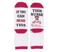 Wansruee ‘If You Can Read This,This Nurse/Teacher Is Off Duty' Socks Funny Novelty Socks Gifts Presents For Nurse Teacher