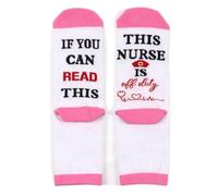 Wansruee ‘If You Can Read This,This Nurse/Teacher Is Off Duty' Socks Funny Novelty Socks Gifts Presents For Nurse Teacher (Nurse2)