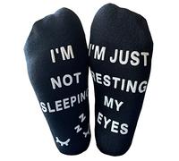 Wansruee I'm Not Sleeping I'm Just Resting My Eyes Socks Funny Novelty Socks Gift for Dad Mom Husband Wife Grandpa Grandma (Black-eyes)
