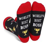 Wansruee Novelty Cotton Socks Cute Trophy Printed Socks Gifts for Boss Hunsband World's Best Boss Funny Sayings Socks