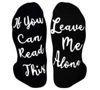 Wansruee Socks with Non-Slip Rubber Soles Maternity Hospital Inspirational Pregnancy Novelty Funny Socks Thickened Cotton Anti-Slip Socks for Pregnant Women (Black Leave Me Alone)
