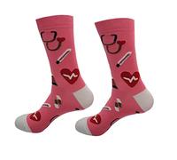 Wansruee Unisex Doctor Nurse Hospital Theme Socks Funny Novelty Calf Socks Gifts Presents For Men Women (Pink)