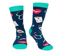 Wansruee Unisex Doctor Nurse Hospital Theme Socks Funny Novelty Calf Socks Gifts Presents For Men Women (Blue)
