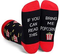 Wansruee Unisex Funny Novlety If You Can Read This Bring Me Popcorn Sushi Tacos Letter Print Socks For Men Women, Popcorn, One Size