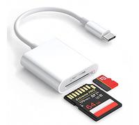 Wansurs SD Card Reader for Android, Micro SD Card to USB Adapter, USB C SD Card Reader for Camera Memory Card Reader, SD Card Reader for PC Phone Pads (3 in 1, White)